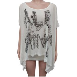 All Saints Asymmetrical Graphic Tee Shirt